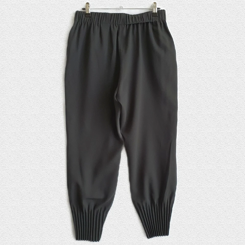 COS Women's Pleated Hem Khaki Green Pants with Pockets Size 12 - Picture 6 of 7